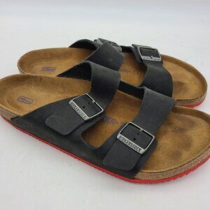 Black Arizona Birkentstocks Soft Footbed Red Vibram Sole Mens 44 Regular Fit